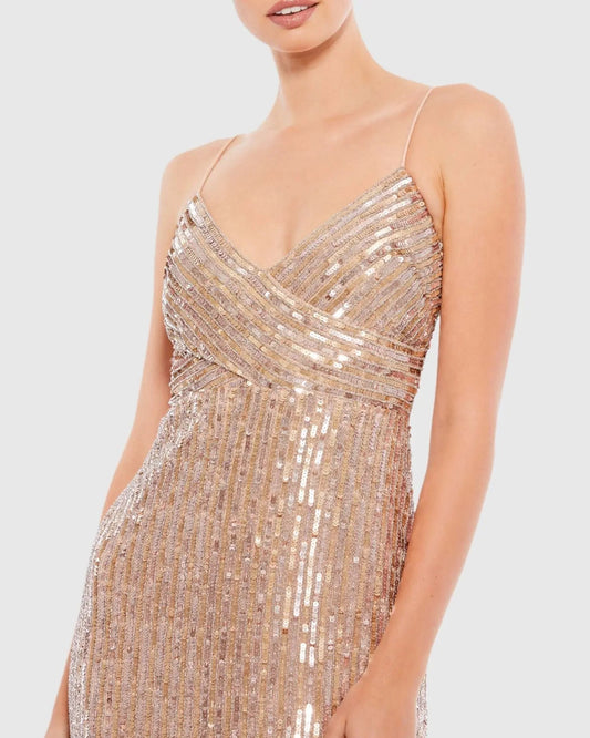 Gold Sequin Spaghetti Strap Gown - FINAL SALE
