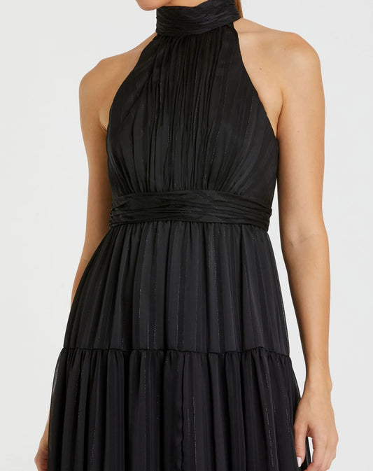 Black Tie Halter Neck Tiered Gown