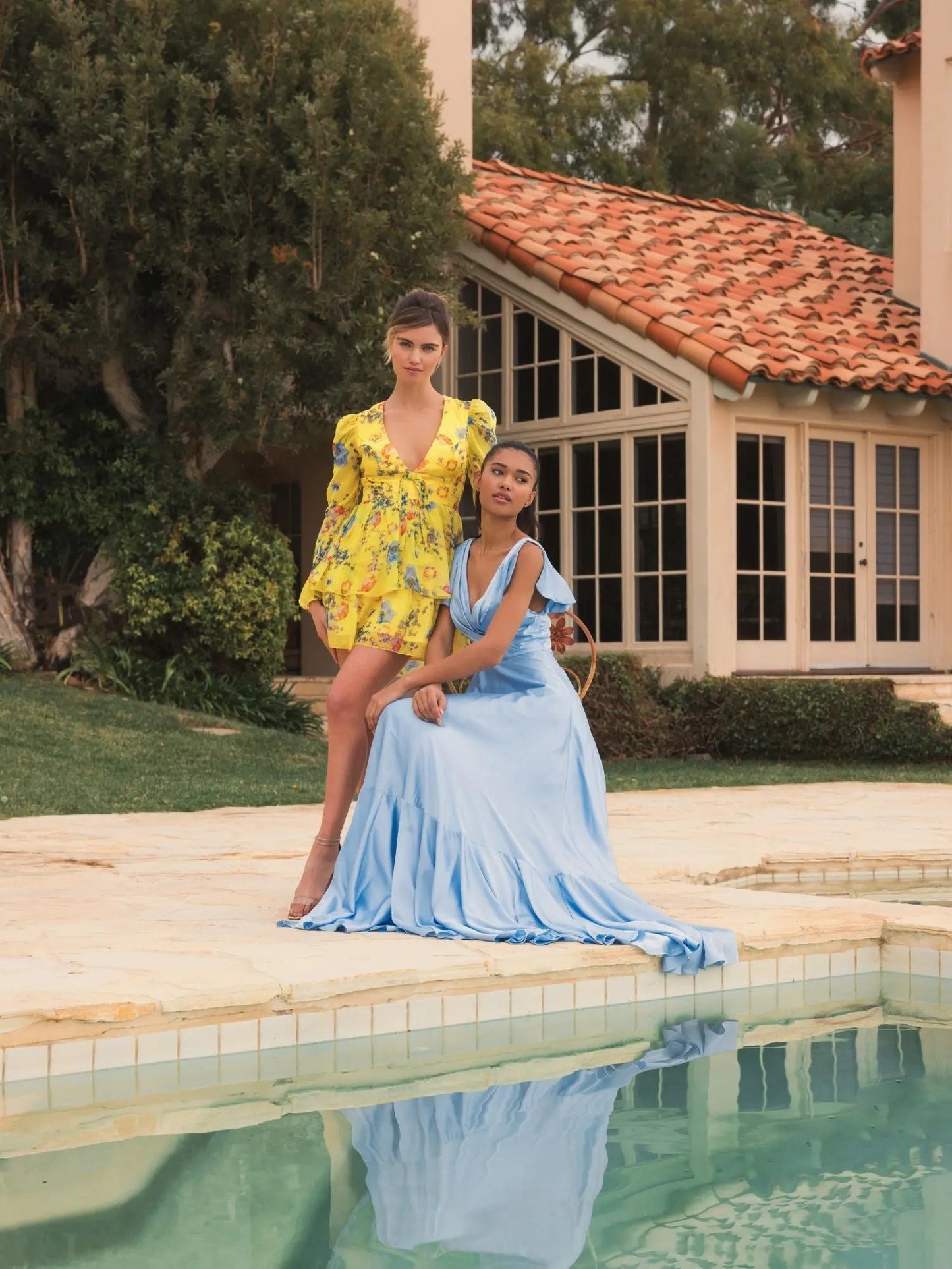 Yellow Floral Print Puff Sleeve Ruffled Mini Dress