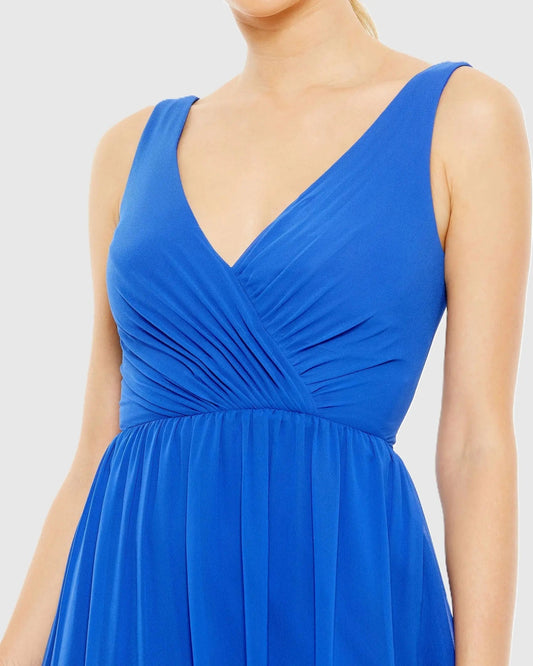 Blue Tiered Ruffle Fit & Flare Mini Dress