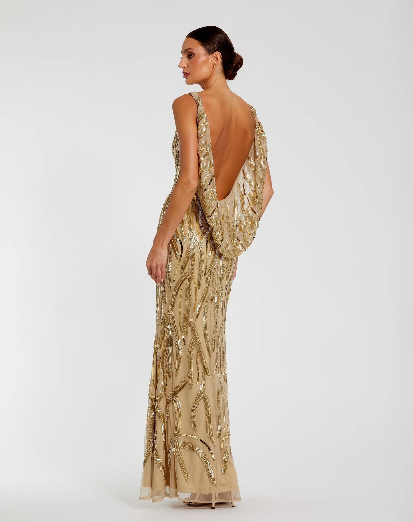 Gold High Neck Sleeveless Embellished Gown