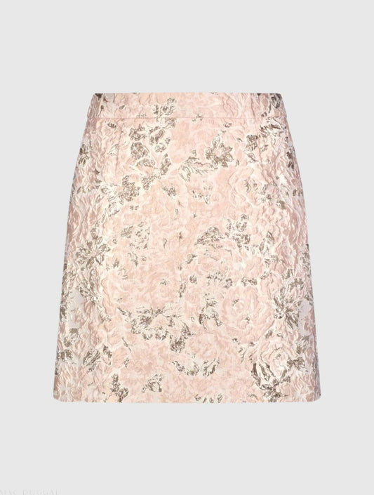 Pink Brocade Mini Skirt