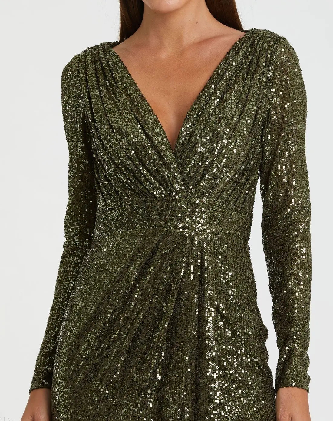 Green Sequined Long Sleeve Gown - FINAL SALE